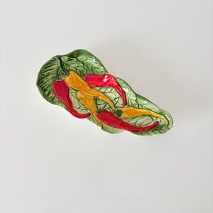 Italian Ceramic Pepper Dish Tray Made in Italy Ceramiche Leonardo